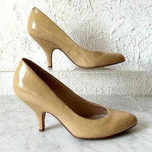 Vince Camuto Womens 6 Beige Patent Leather Pumps Heels